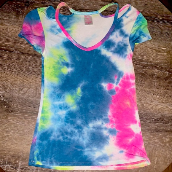 Tie Dye XS-1 No Boundaries T-Shirt Off the Shoulder with Tank Strings. - Picture 2 of 4